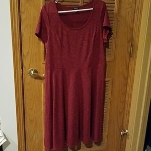 Short sleeve Maroon cotton dress